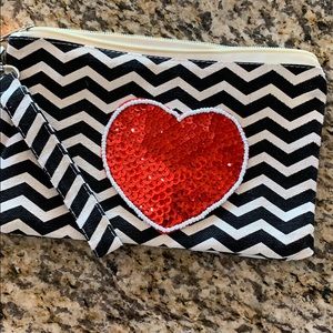 Sequined heart wristlet